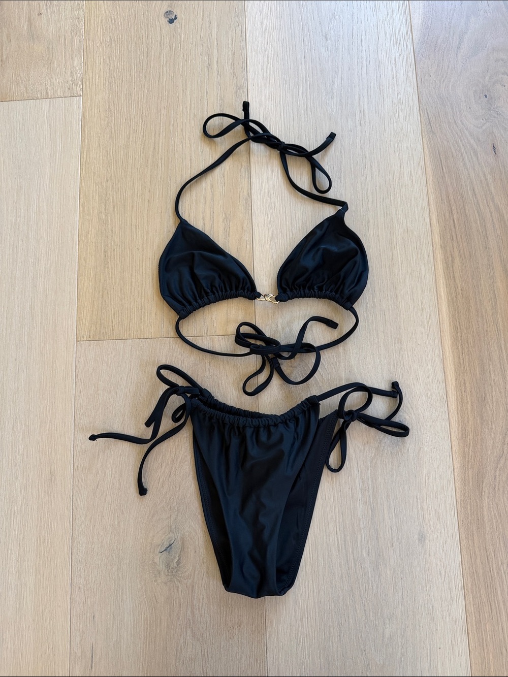 Madewell Black String Triangle Bikini Set